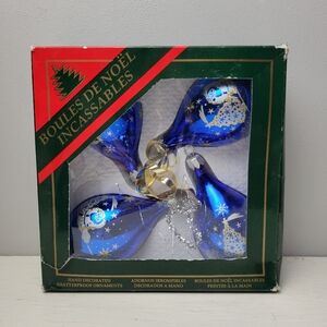 Navistar Shatterproof Christmas Ornaments Blue Handpainted